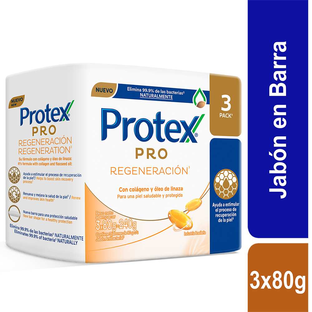 3 Jabones Protex Pro Regeneración 80 Gramos