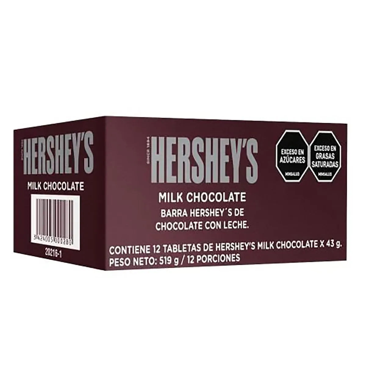 Chocolatina Hersheys Milk 43 Gramos 12 Unidades