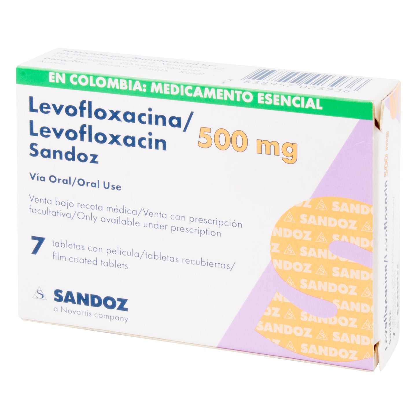 Levofloxacino 500 mg 7 Tabletas Sz