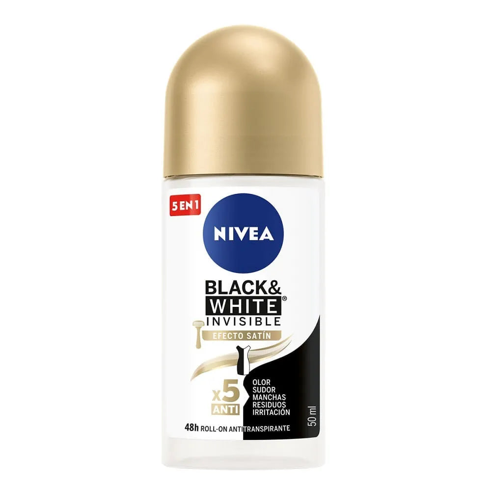 Desodorante nivea Rolo.black Whi.efe.satin.50 ml