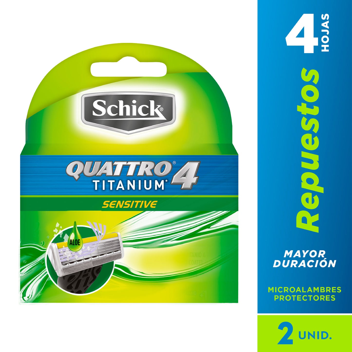 Repuesto Schick 4 Quattro Titanium 2 Unidades