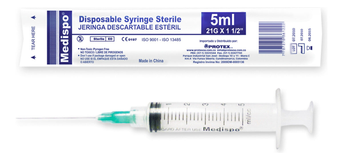 Jeringa 5 ml 21gx1 1/2 100 Unidad Amalgade.