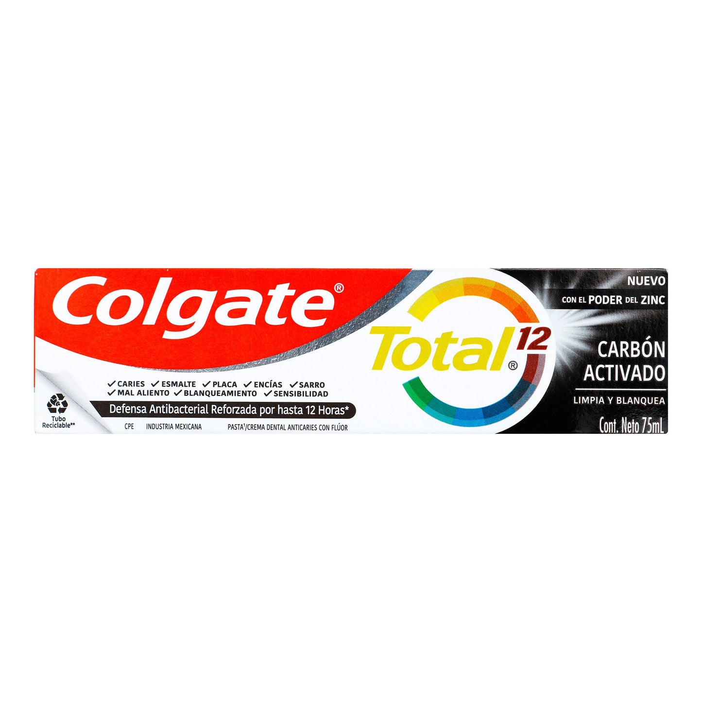 Crema.COLGATE Total 12 Carb.activado 75 ml