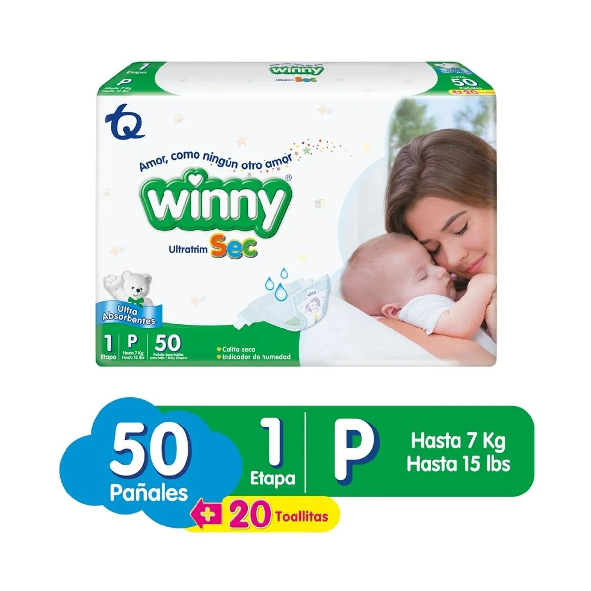 Winny Etapa 1 Por 50 Ultra Slim Seco + 20 Toallitas Húmedas