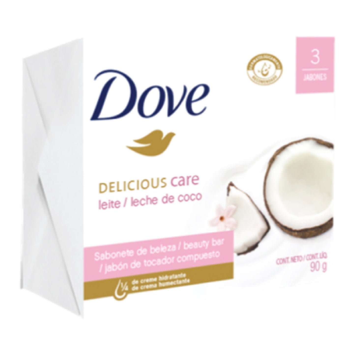 3 Jabones Dove Leche De Coco 90 Gr