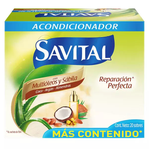 Acondicionador Savital Multi Óleos 20 Sobres 22 Mililitros