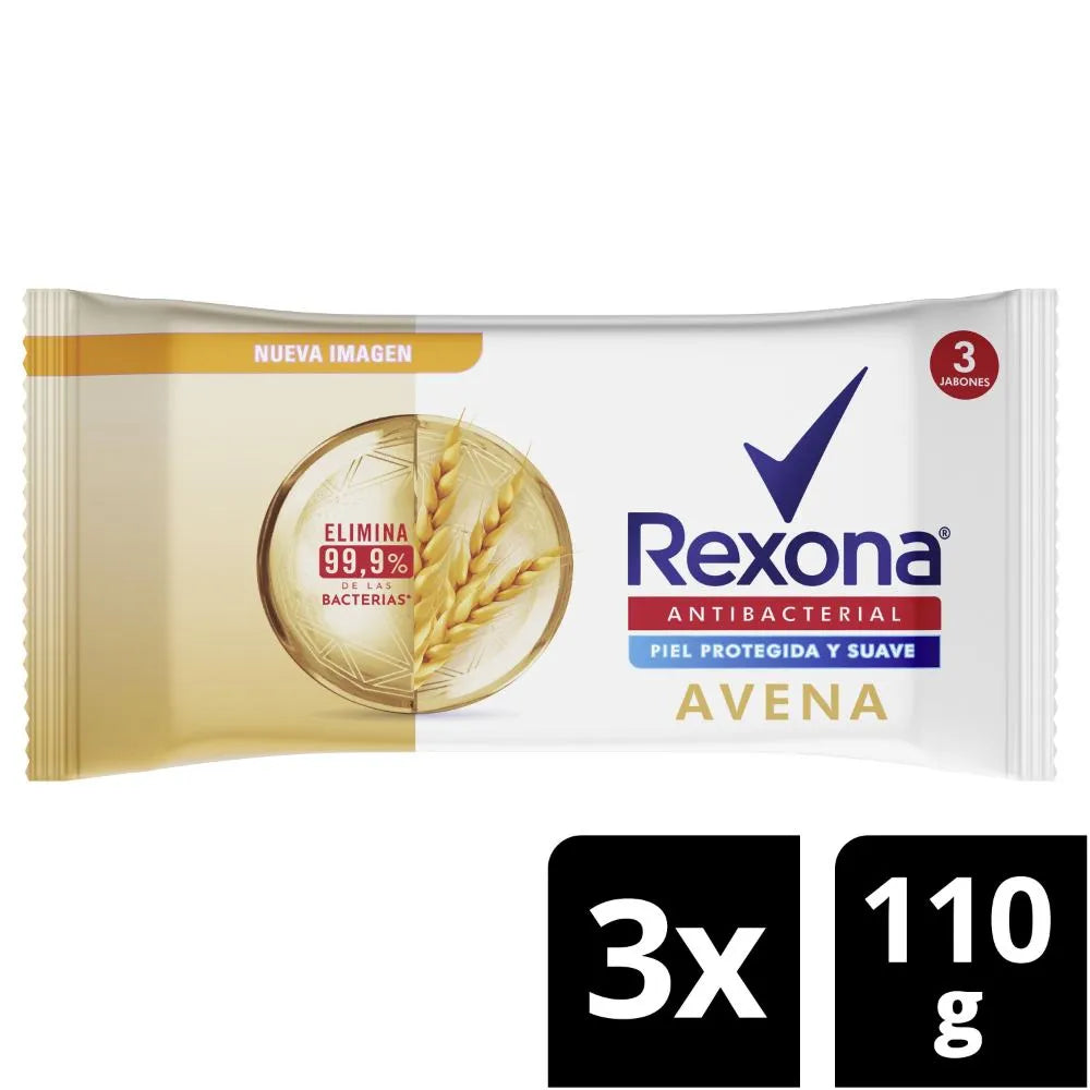 3 Jabones Rexona Antibacterial Avena 110 Gramos