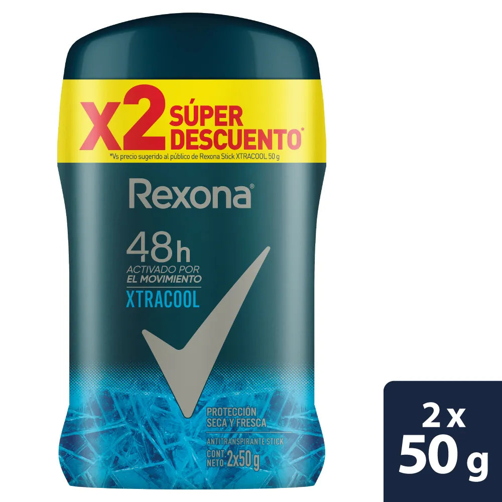 2 Desodorante Rexona Barra Xtra Cool 50gr S.desc
