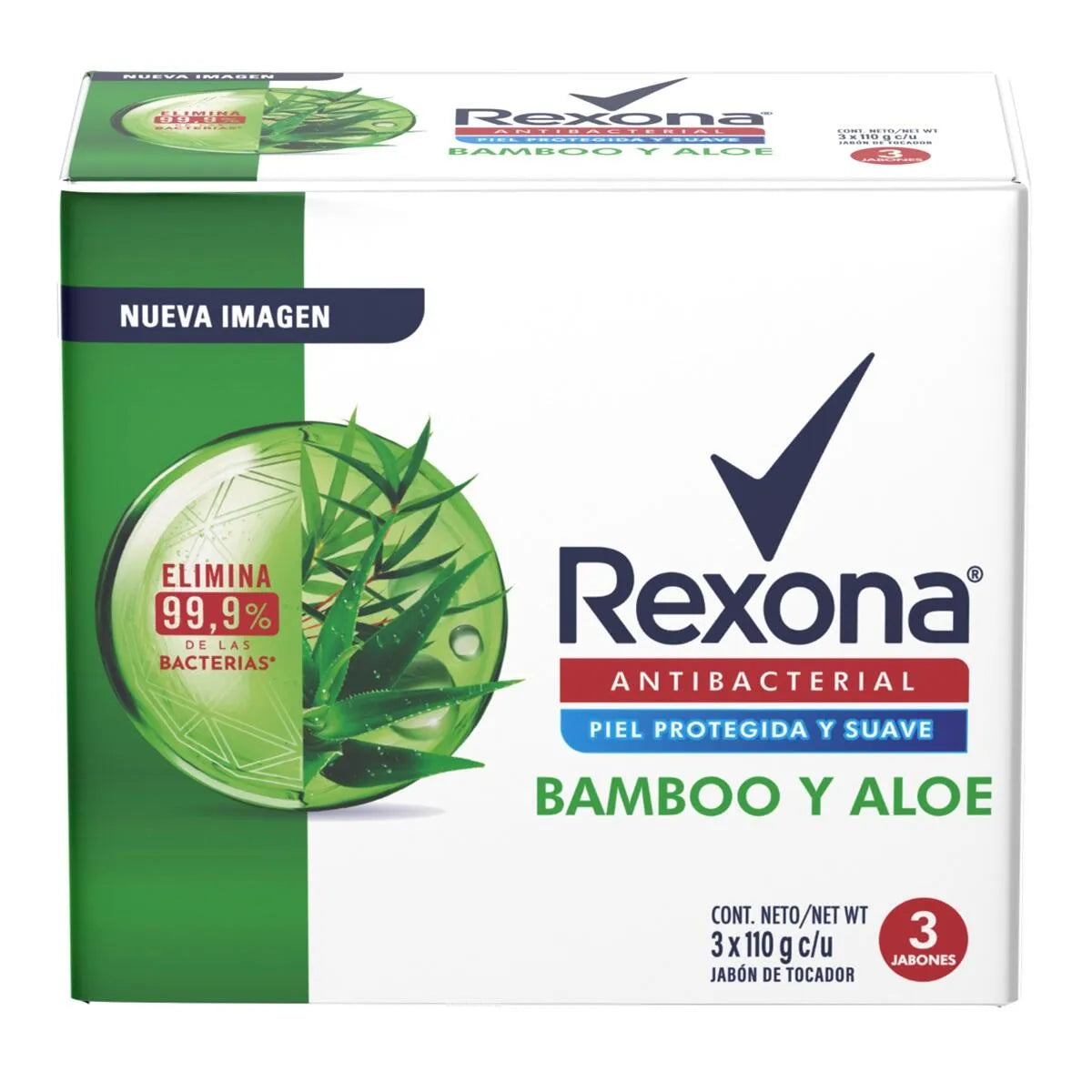 3 Jabones Rexona Bamboo Y Aloe 110 Gramos