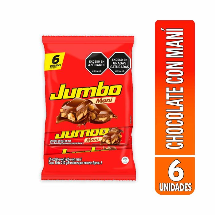 Chocolatina Jumbo Mani 35 gr 6 Unidades