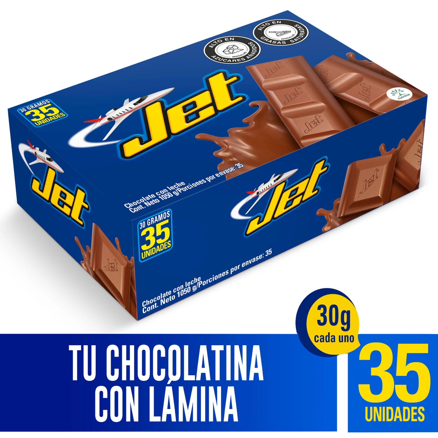 Chocolatina Jet 30 Gramos 35 Unidades Leche