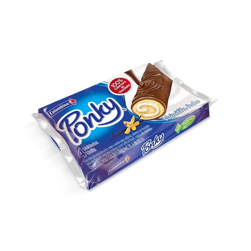 Ponky Vainilla Leche Tira 8 Unidades