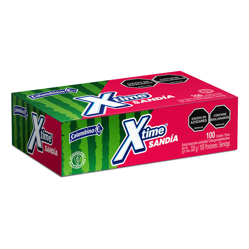 chicle-xtime-sandia-display-100-unidades