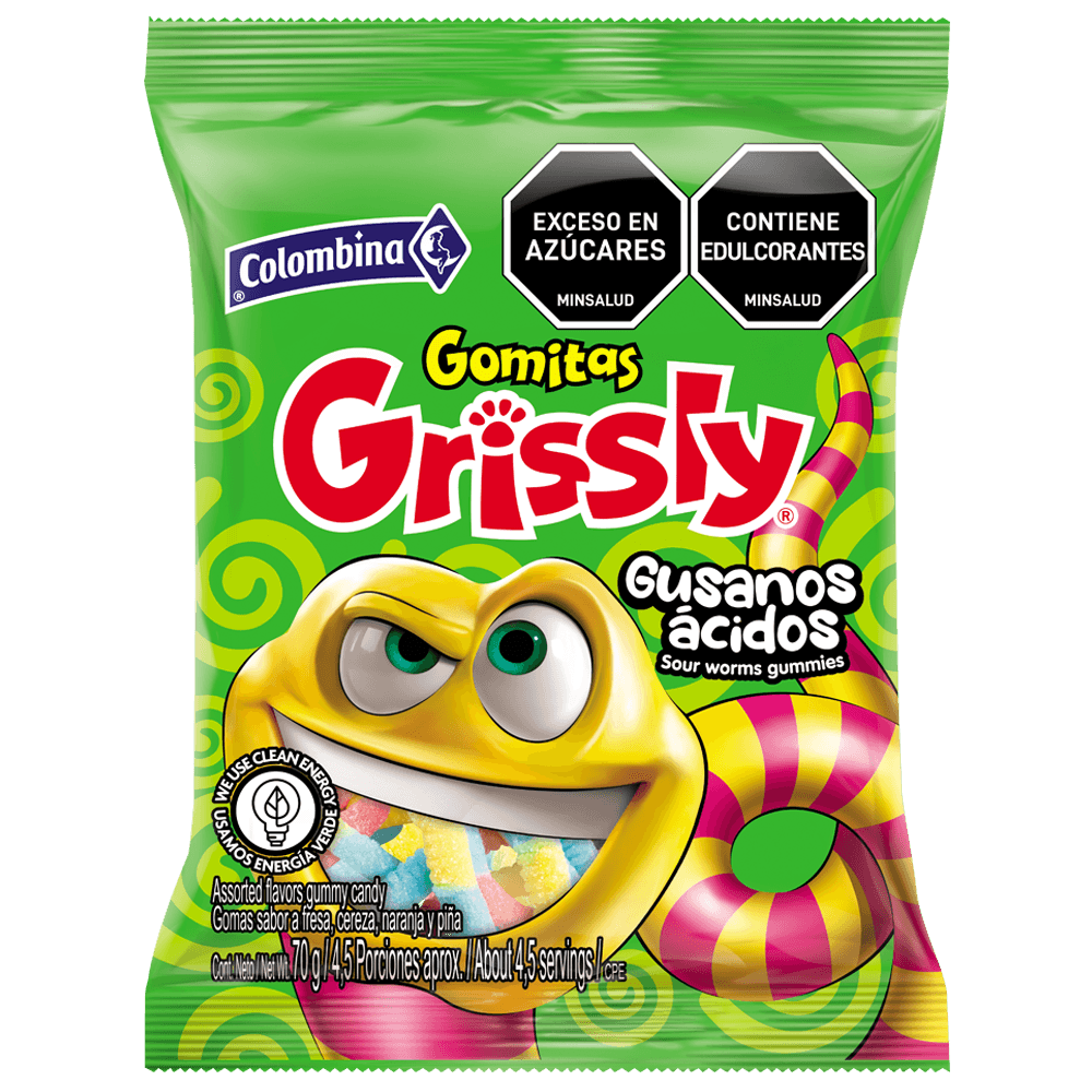 Gomas Grissly Gusanos Ácidos 70 Gramos