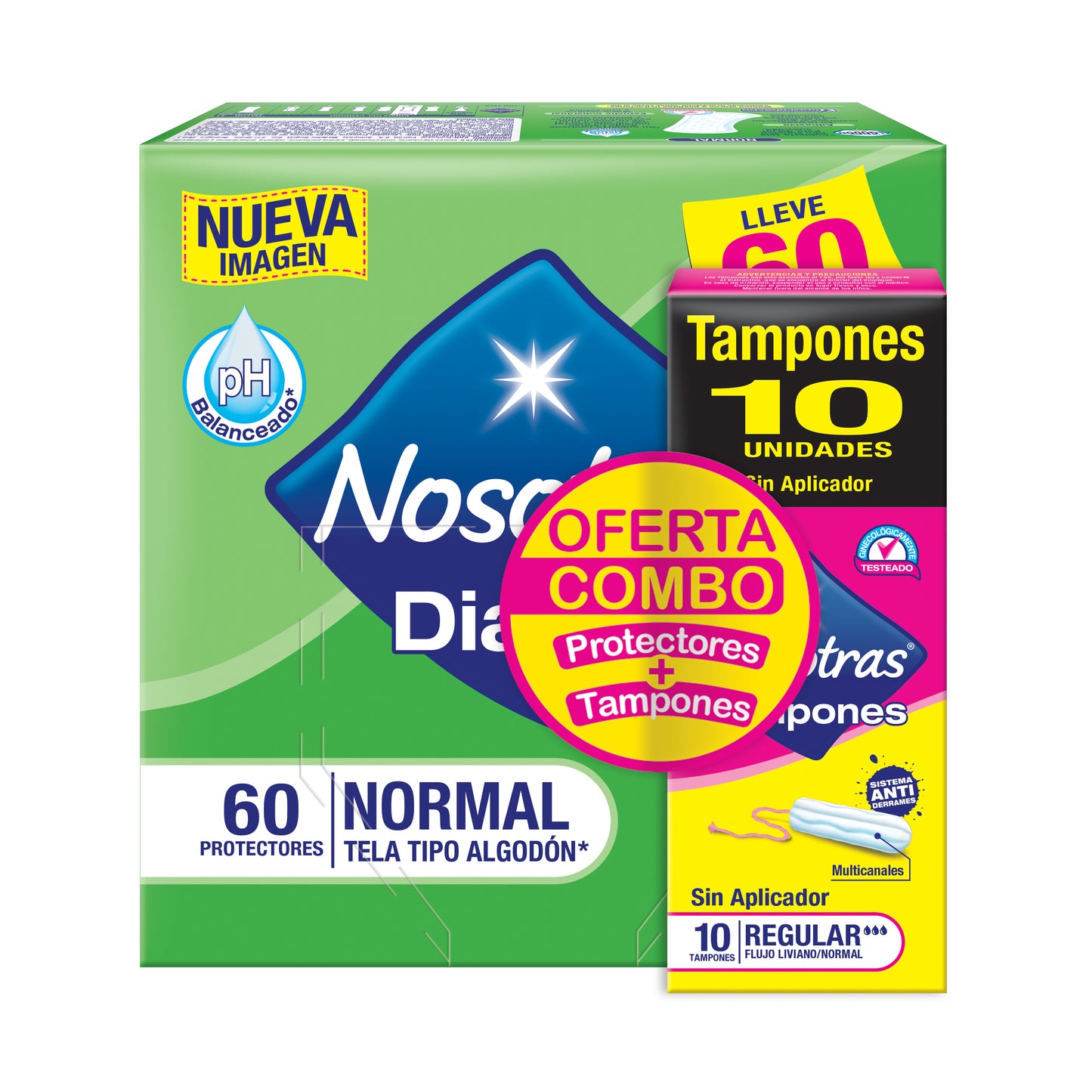 Protectores Nosotras Normales 60 Unidades + Tampones Digitales 10 Unidades