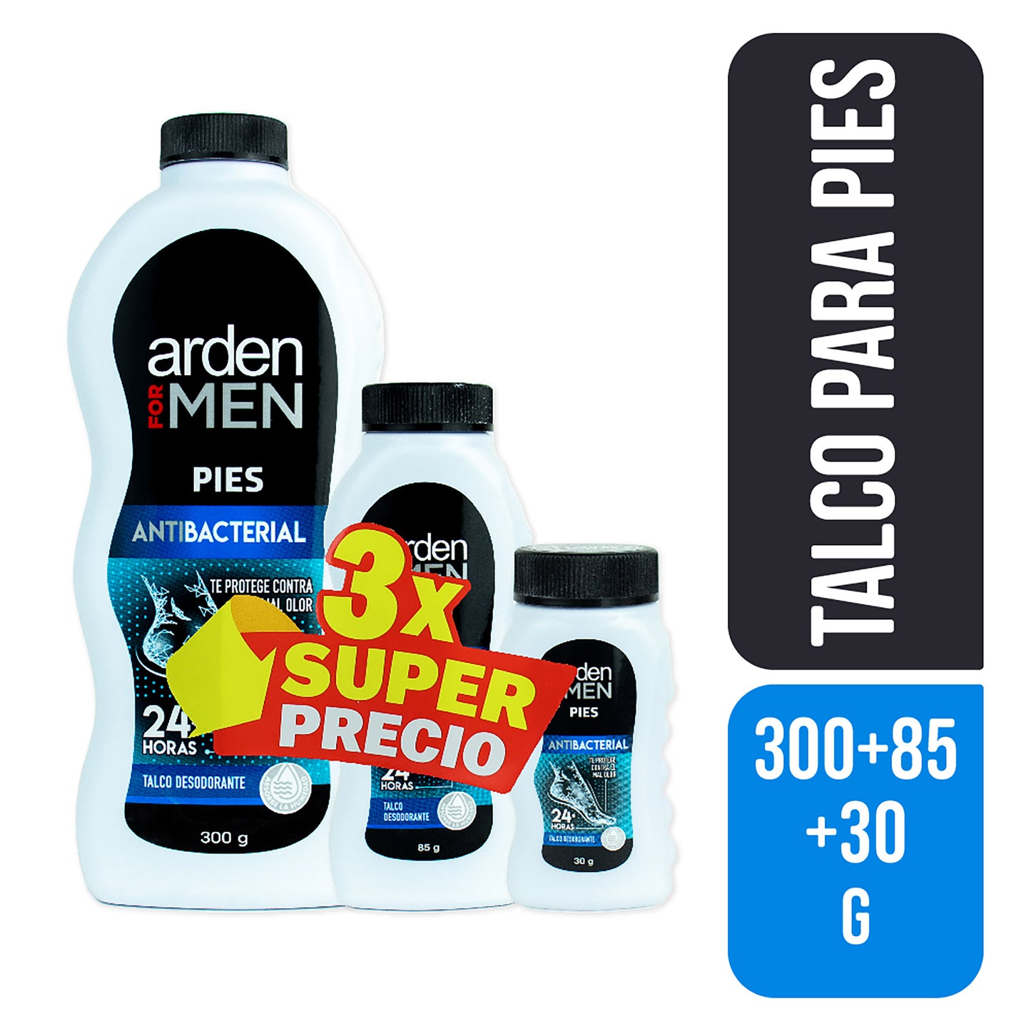 Talco Arden For Men 300 Gramos + 85 Gramos + 30 Gramos Superpack