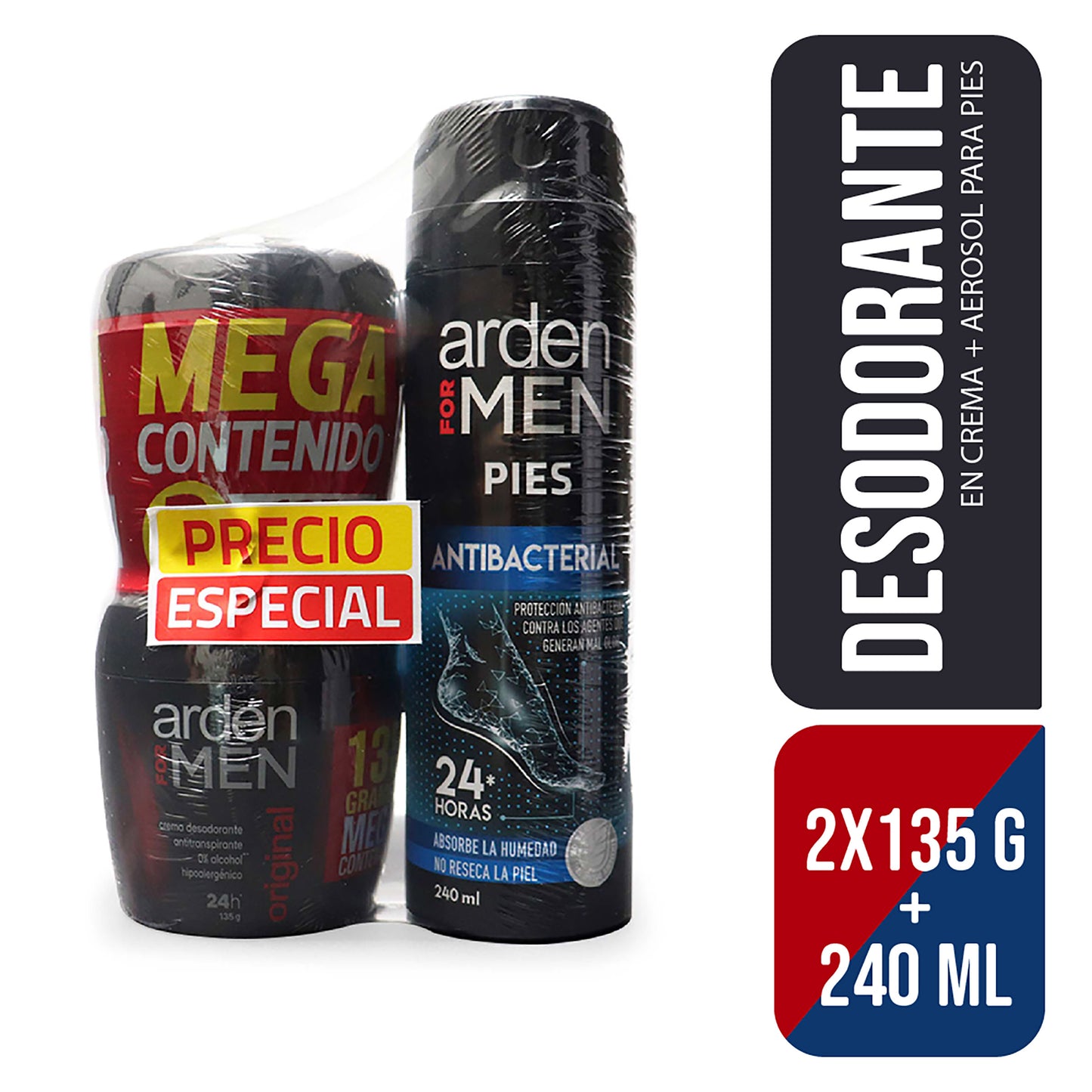 2 Arden For Men Crema 135 Gramos + Spray 240 Mililitros