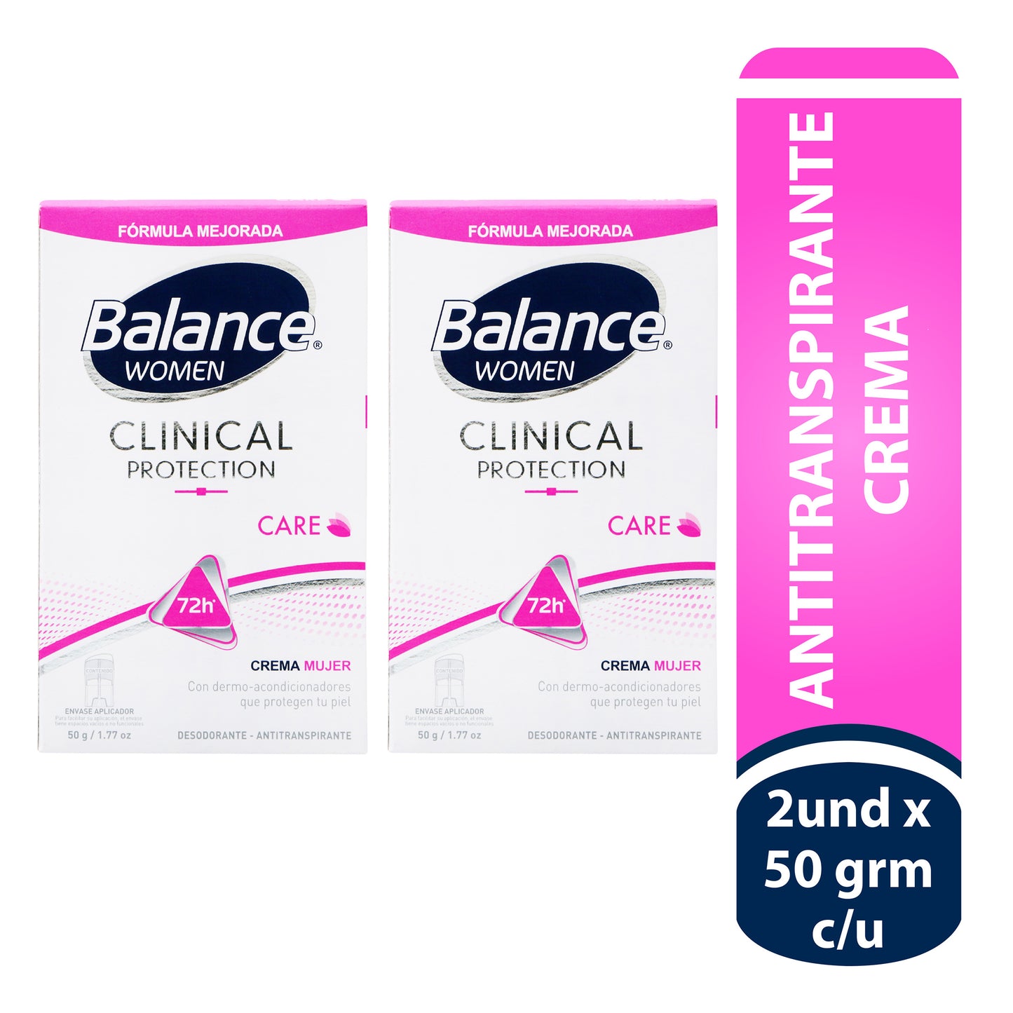 2 Desodorantes Balance Crema Clinical Protección 50 Gramos