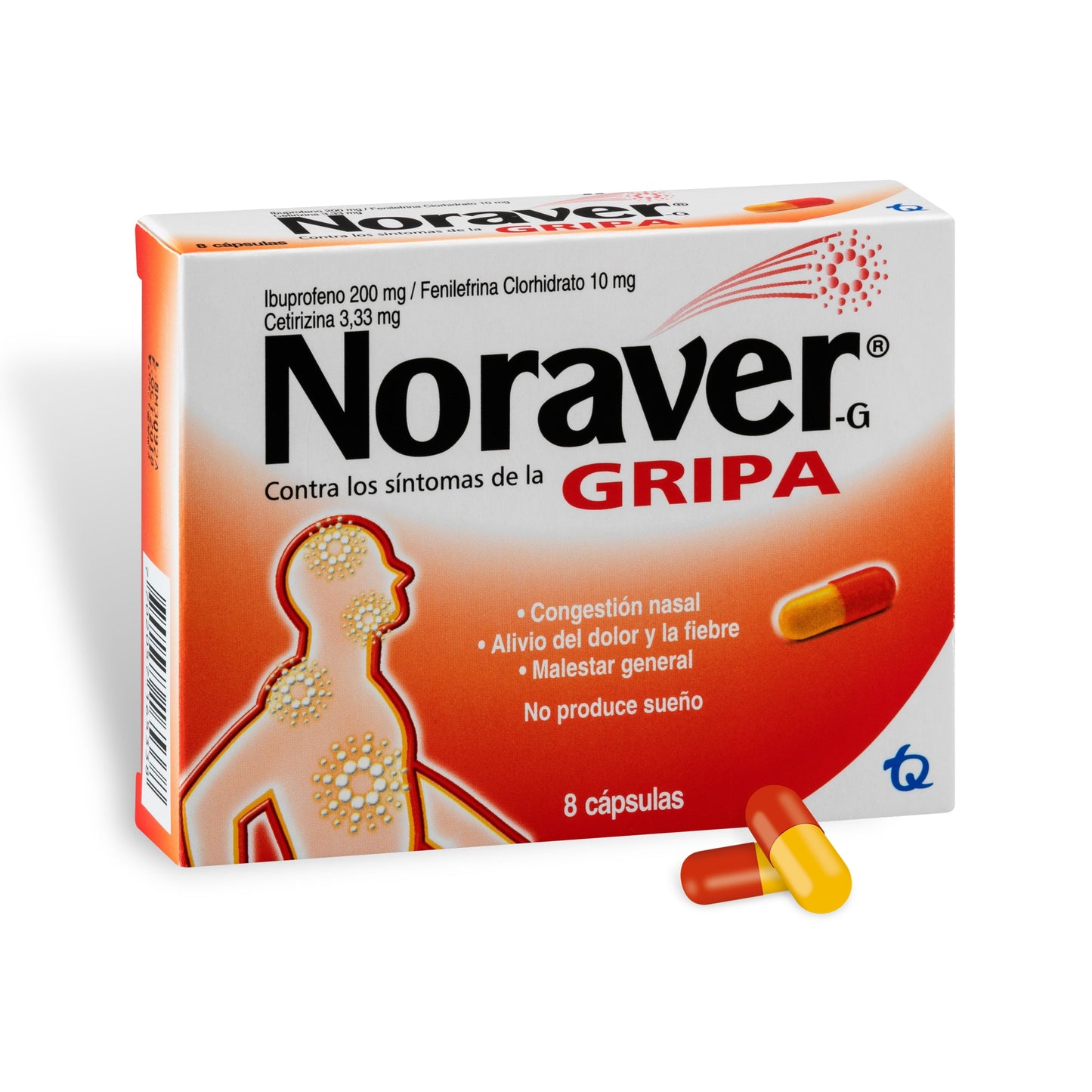 Noraver g Contra La grIPA 8 Cápsulas