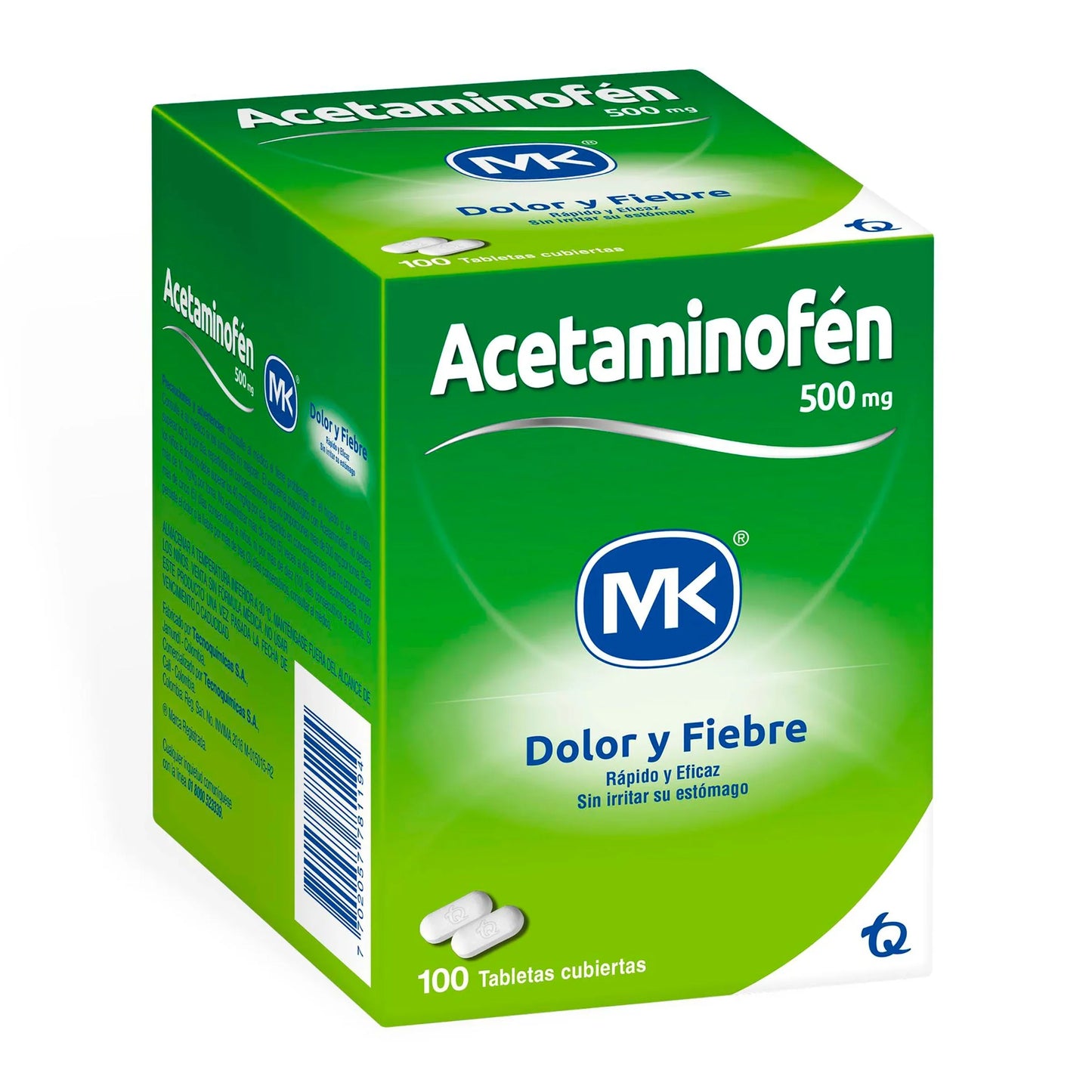Acetaminofén 500 mg 100 Tableta Mk