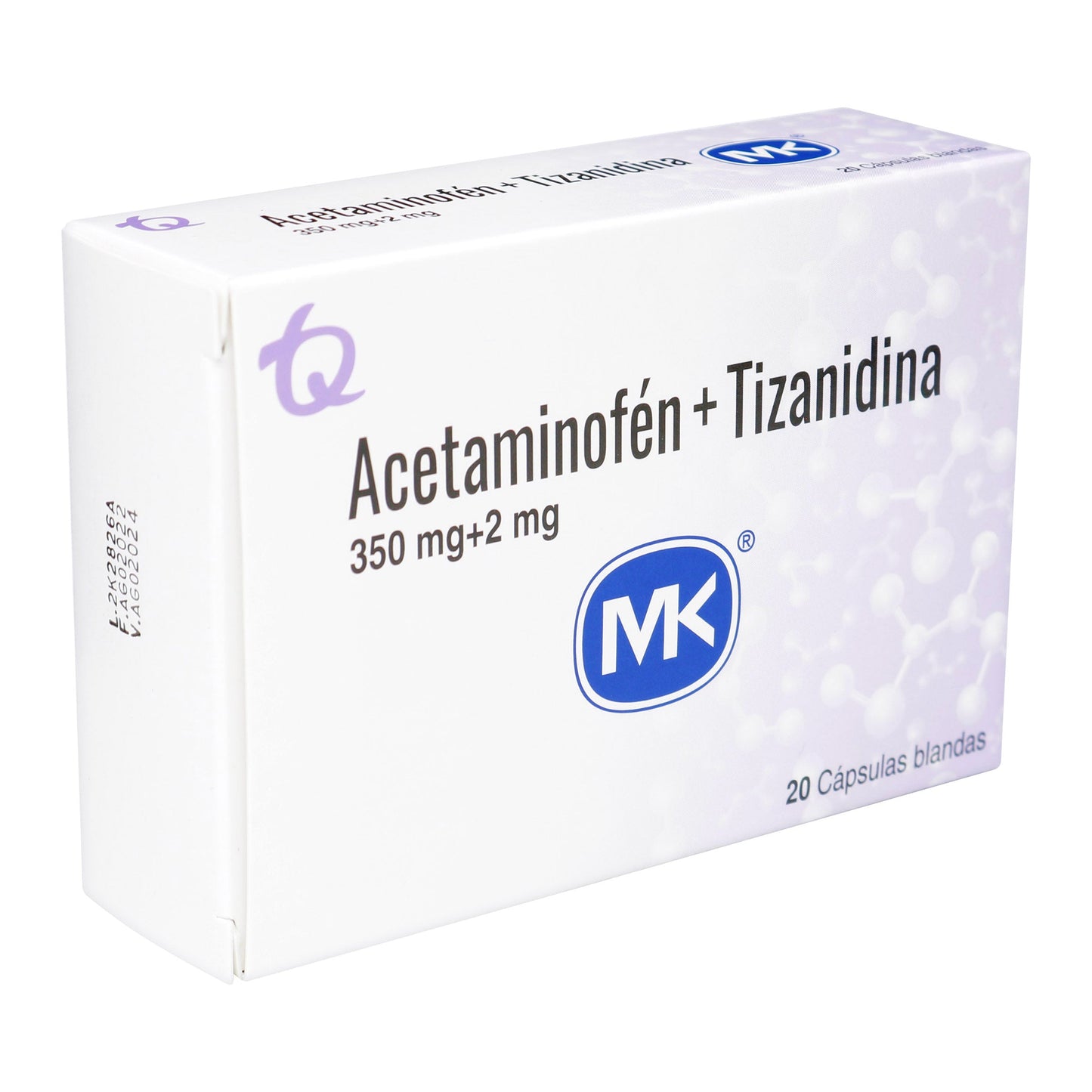 Acetaminofén/TIZANIDINA 350mg/2mg 20caps