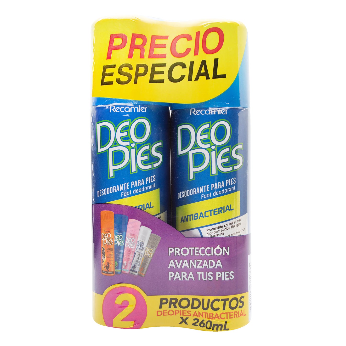 Desodorante Deo Pies Antibacterial Spray Dúo 260 ML
