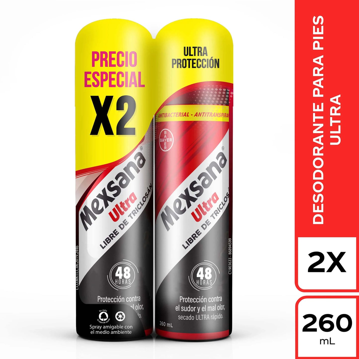 2 Desodorante mexsana Pies Ultra Spr.260 ml.P.E.