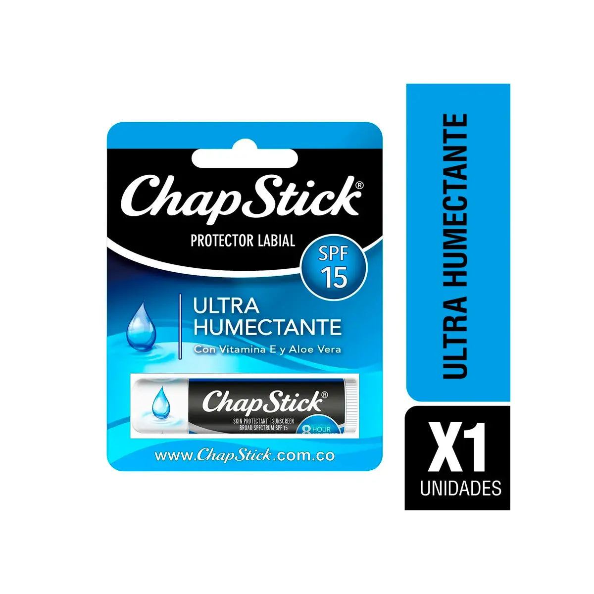 Protector labial Chapstick Ultra Humectante.AZUL