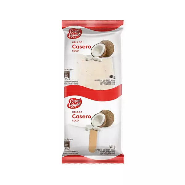 Helado Casero Coco 60 Gramos X 25 Unidades