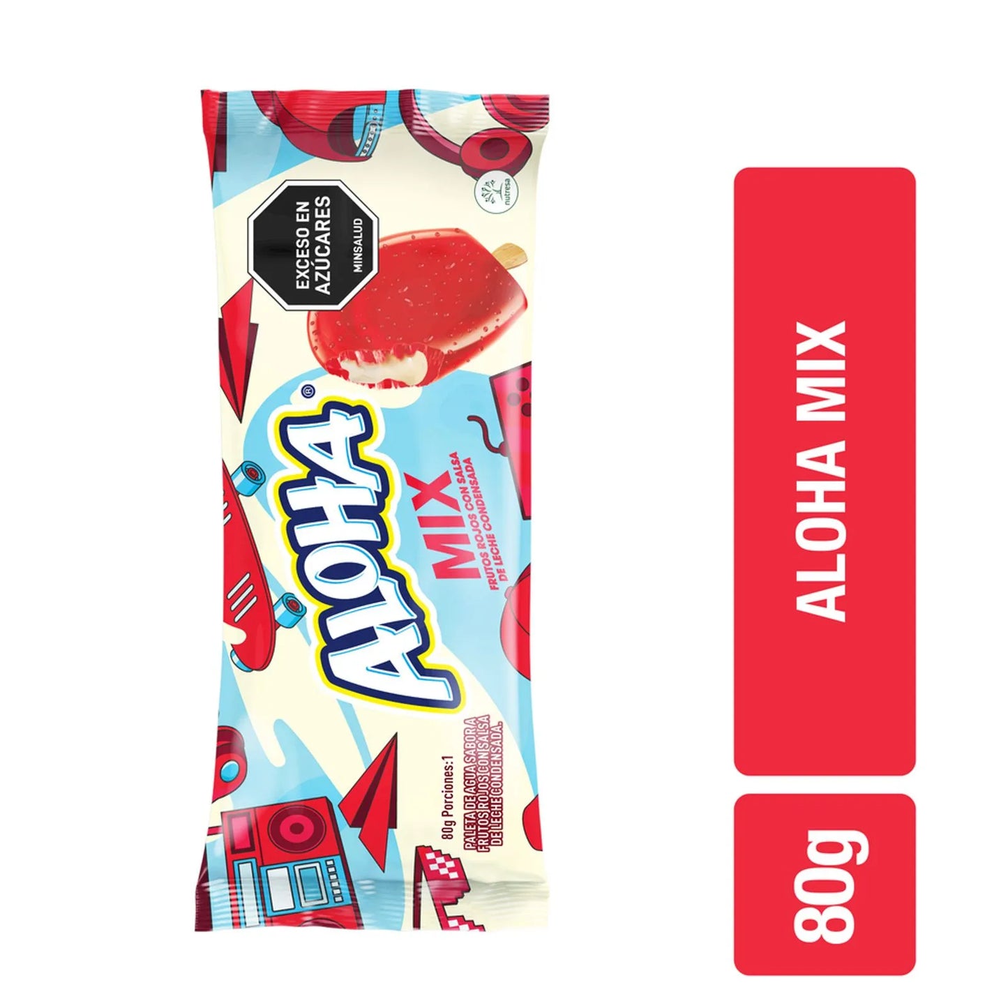 Helado Aloha Mix Frutos Rojos 80 Gramos X 20
