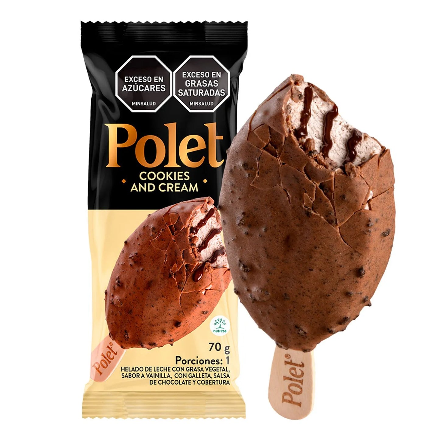 Helado Polet Cookies Crema 62 Gramos X 12 Unidades