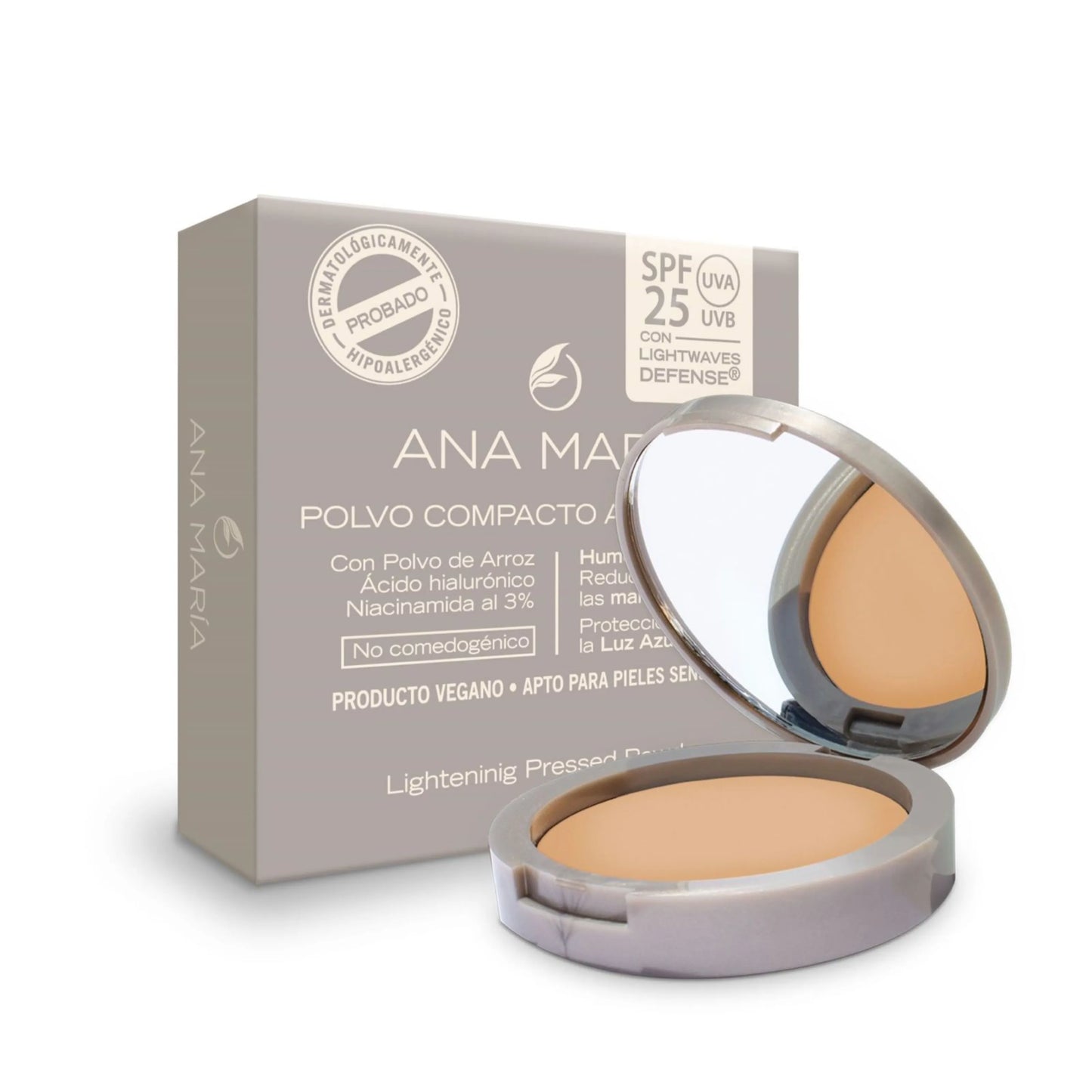 Compacto Ana María Aclarante Humectante Natural Por 15 Gramos