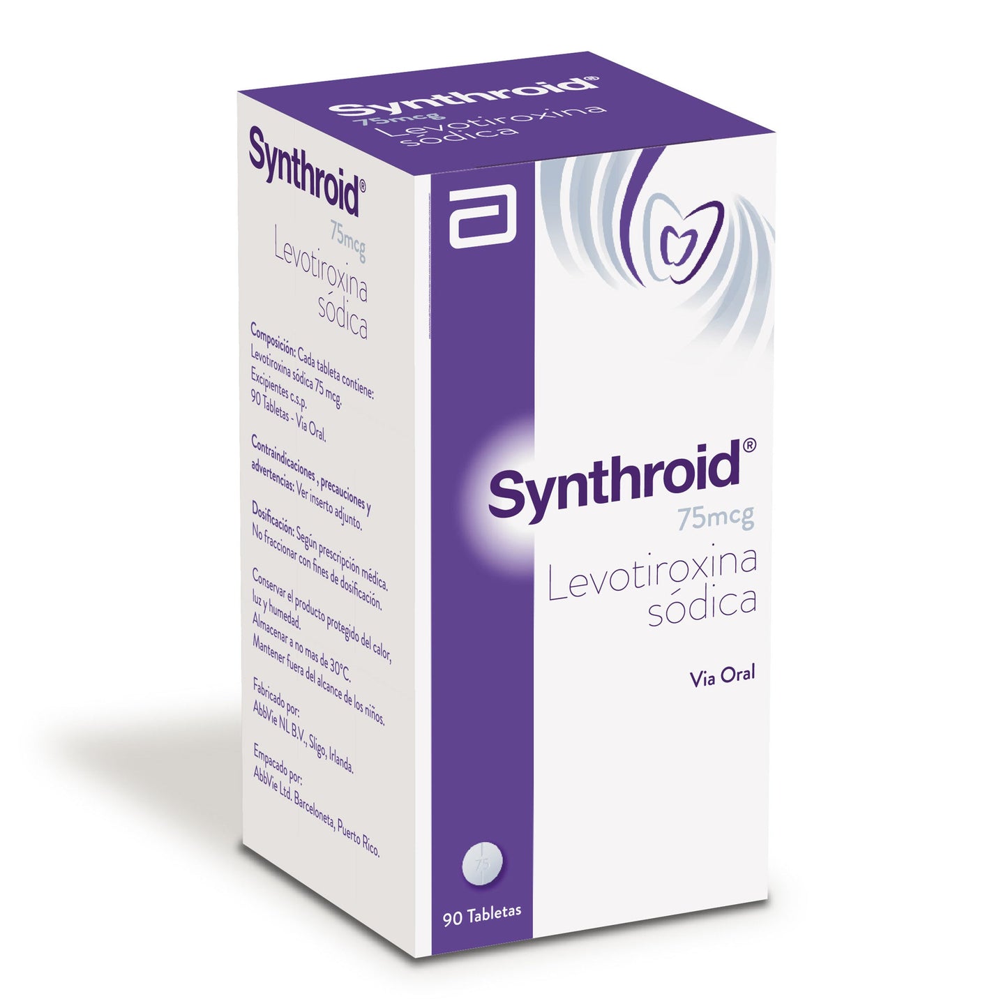 Synthroid 75 mcg Frasco 90 Tabletas