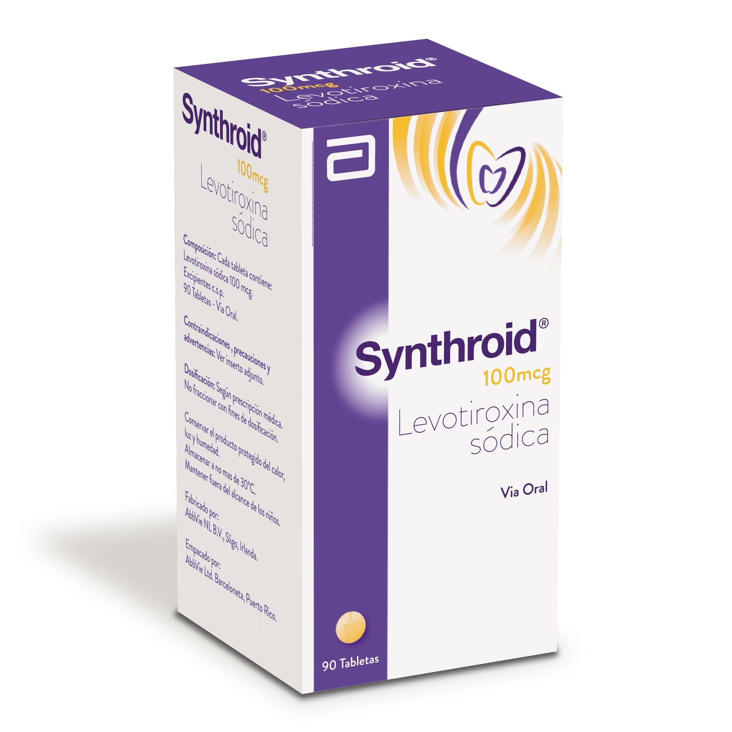 Synthroid 100 mcg Frasco 90 Tabletas