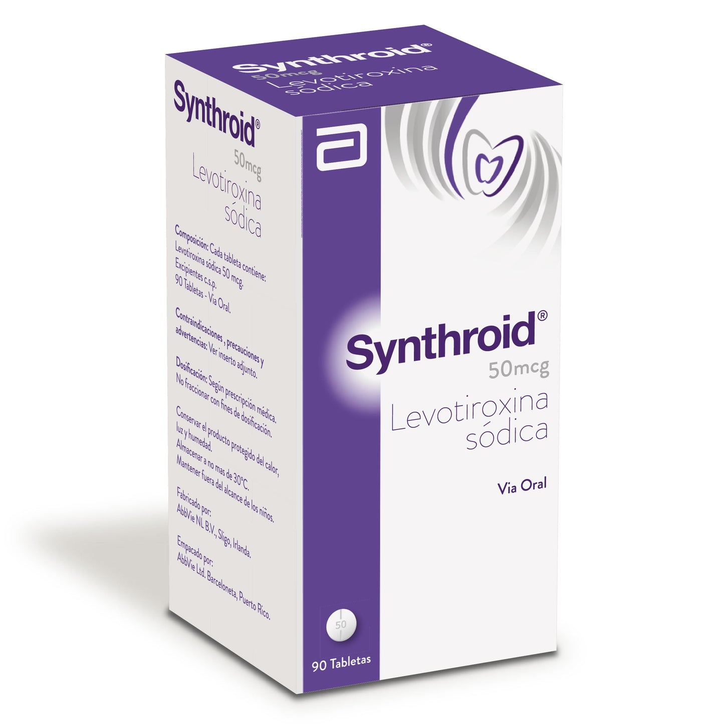 Synthroid 50 mcg Frasco 90 Tabletas