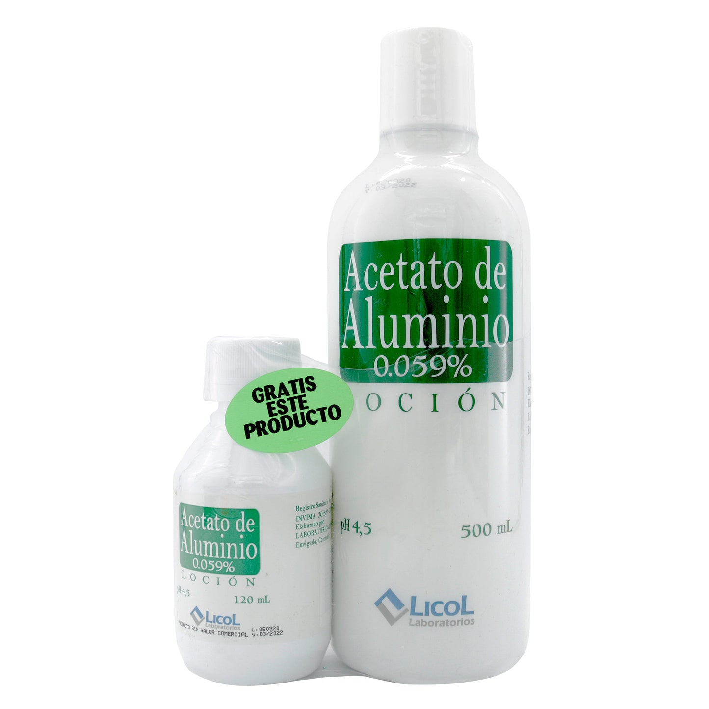 Acetato De Aluminio 500 ml grATIS 120 ml