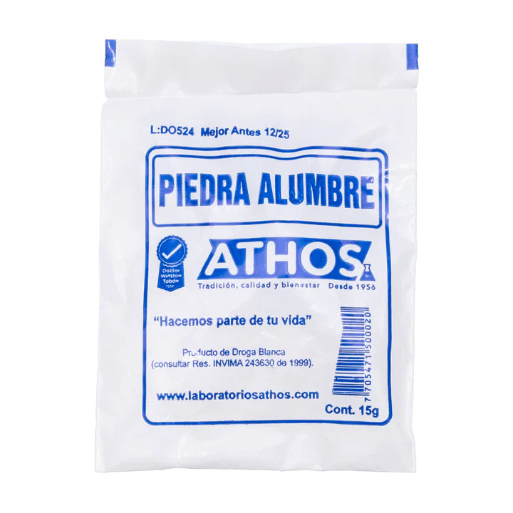 Piedra Alumbre 15 Gramos 30 Sobres Athos
