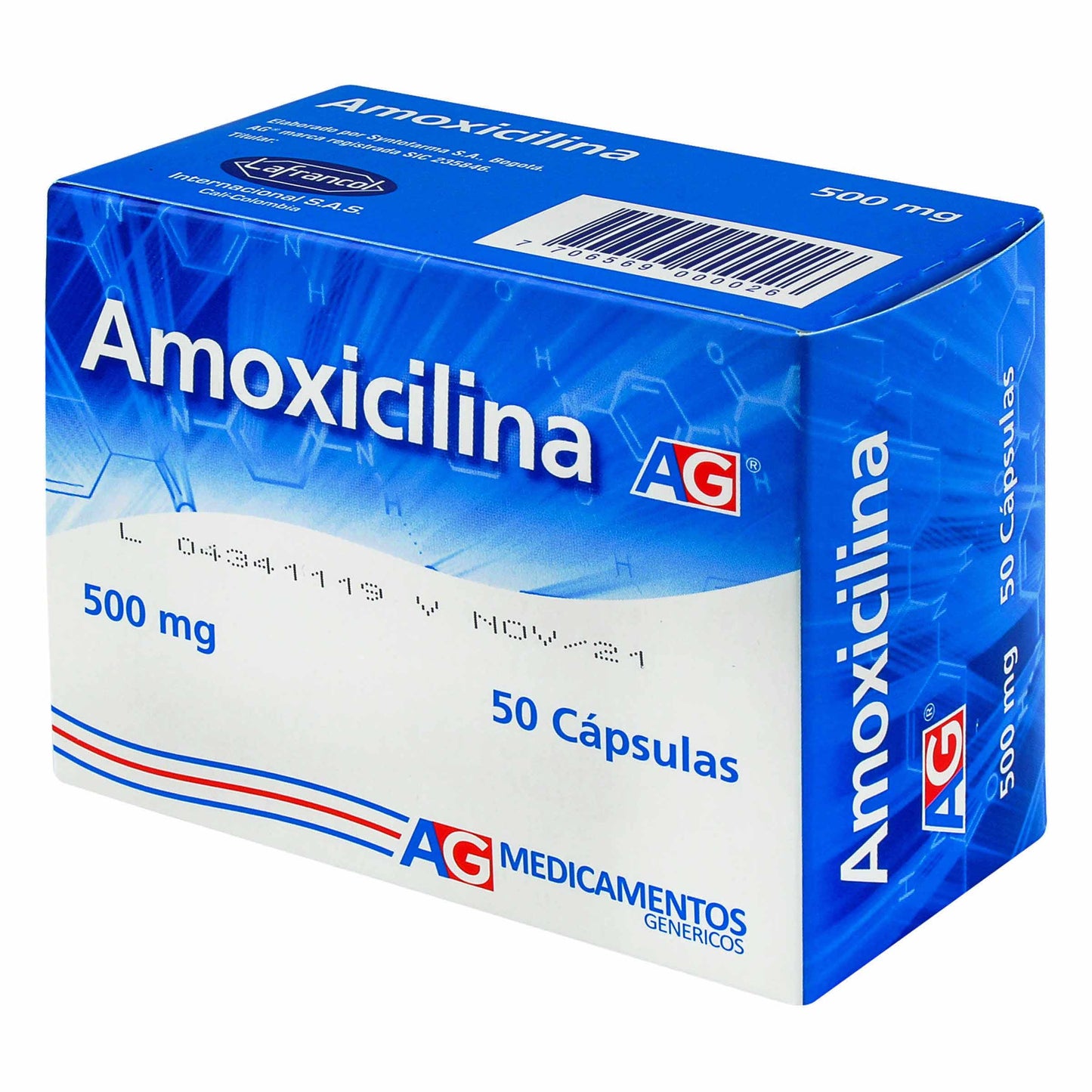 Amoxicilina 500 mg 50 Cápsulas Ag