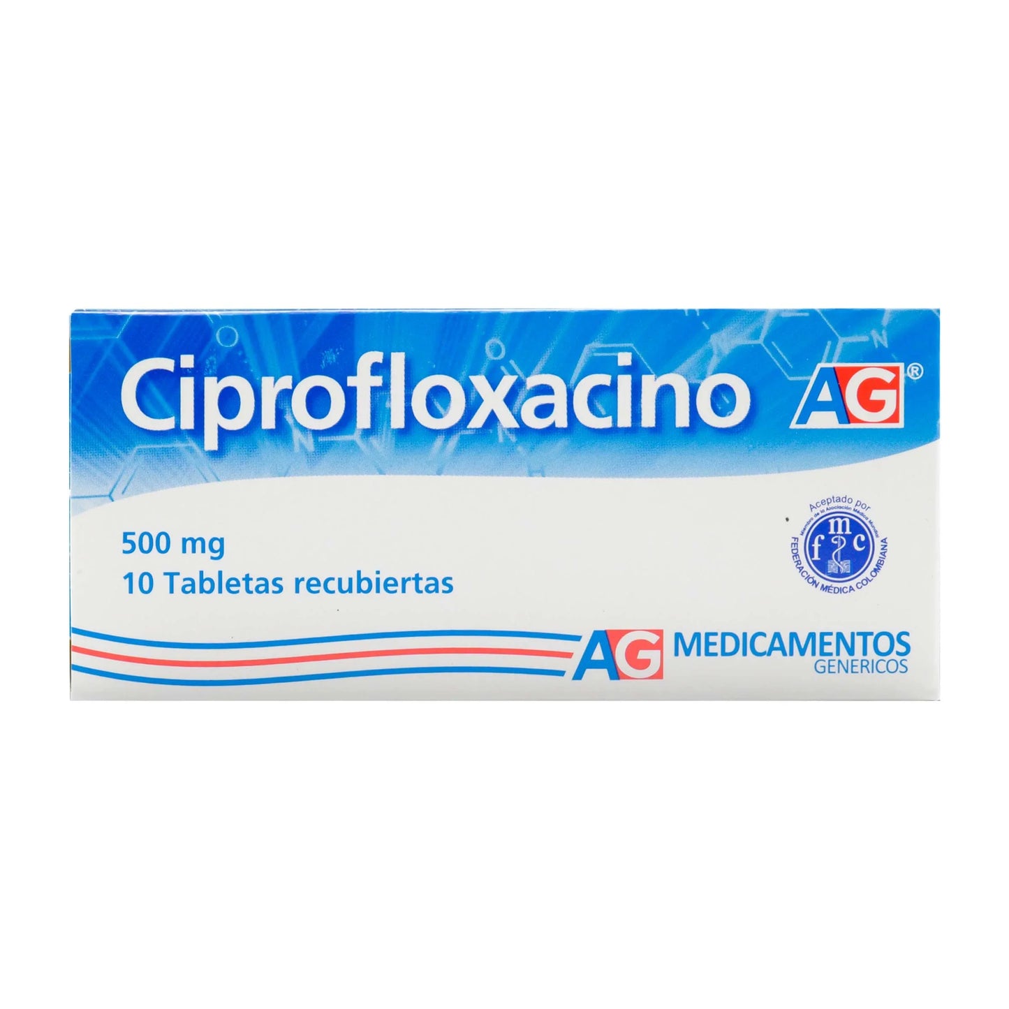 CiprofloxacinoCINA 500 mg 10 Tabletas Ag