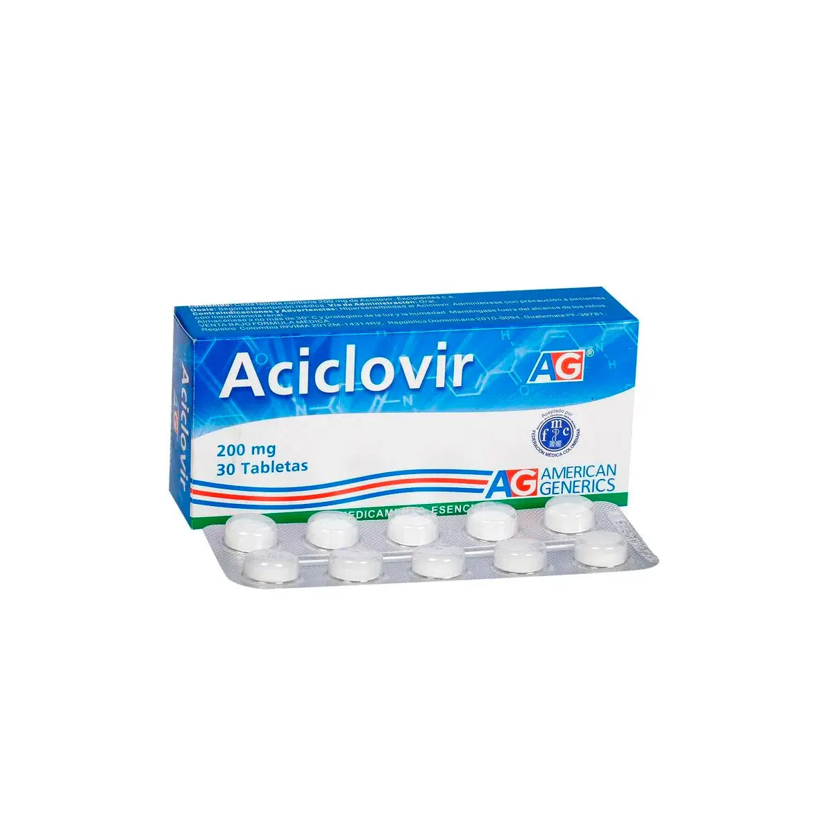 Aciclovir 200 mg 30 Tabletas Ag