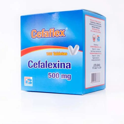 Cefaflex Cefalexina 500 Miligramos / 100 Tabletas