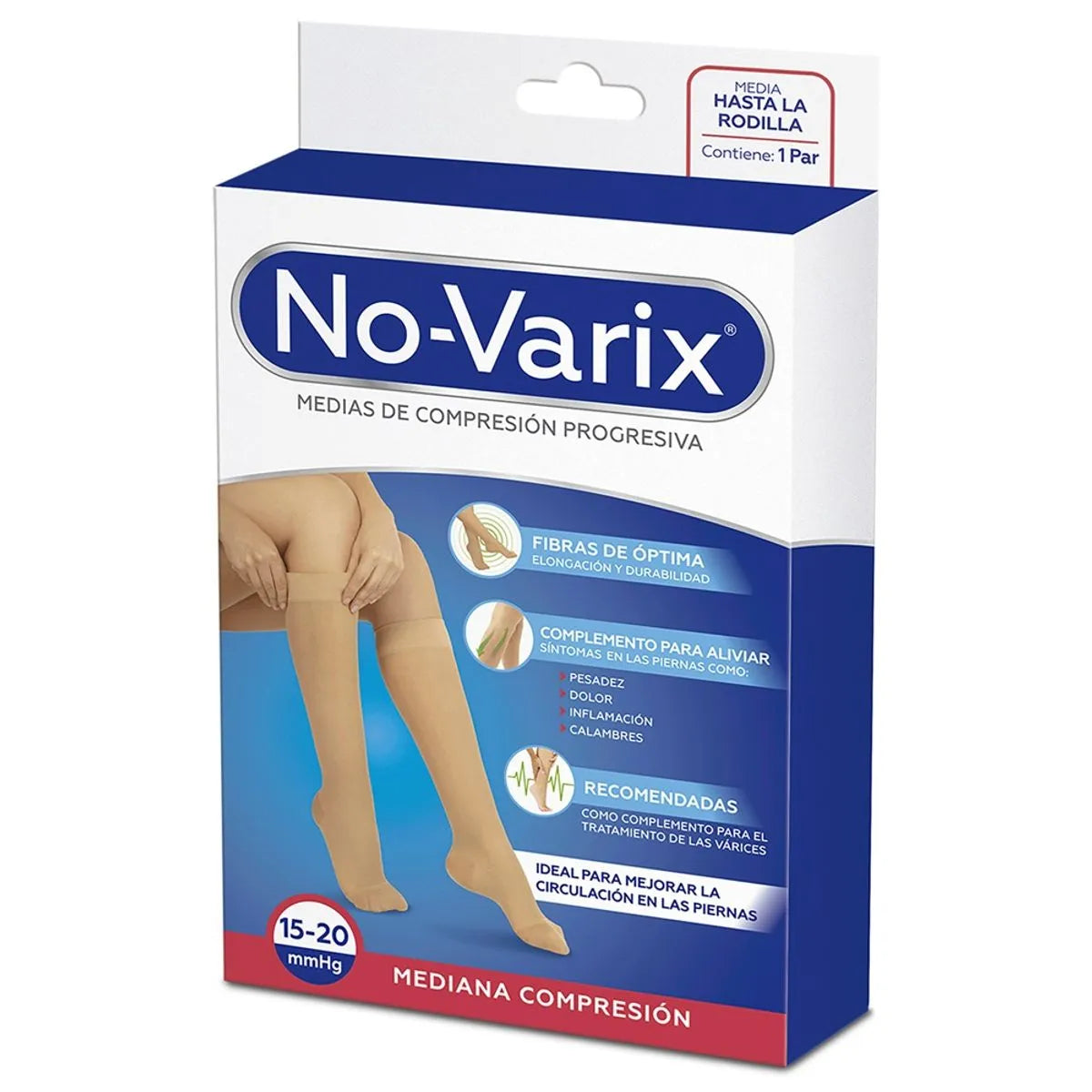 Media Mujer Novarix 15-20 Mmhg Beige Talla Mediana