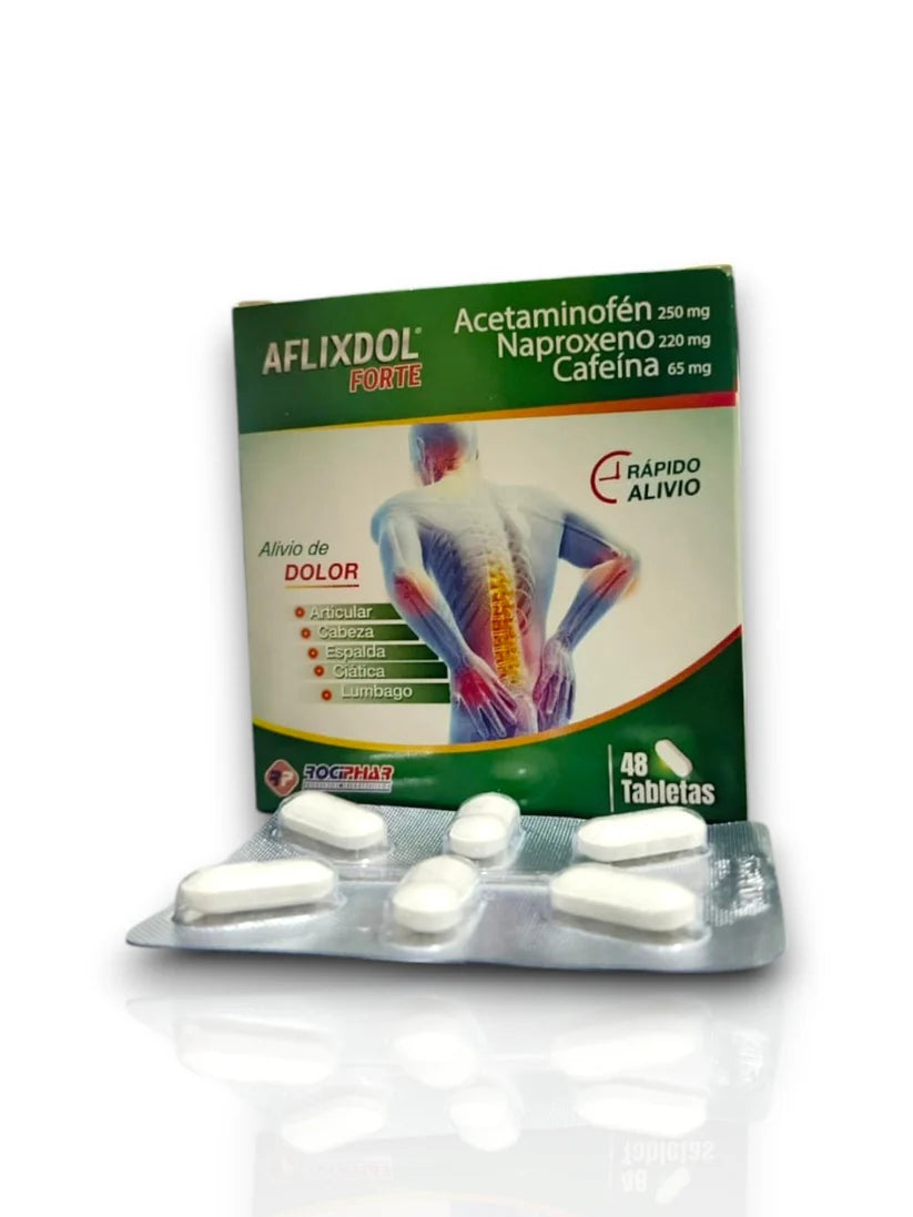 Aflixdol Acetaminofén + Naproxeno + Cafeína X 48 Tabletas