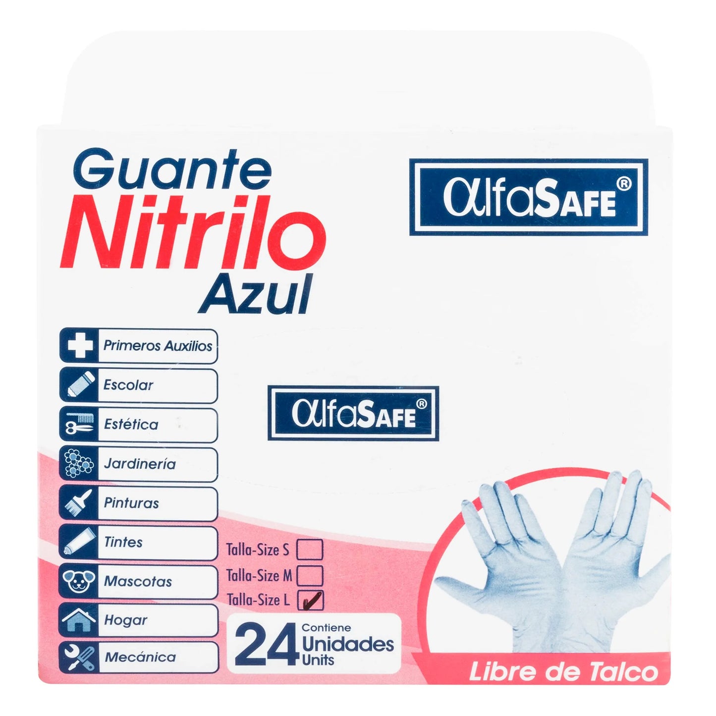 Guante Examen Nitri.azul Alfa T. L 24 D
