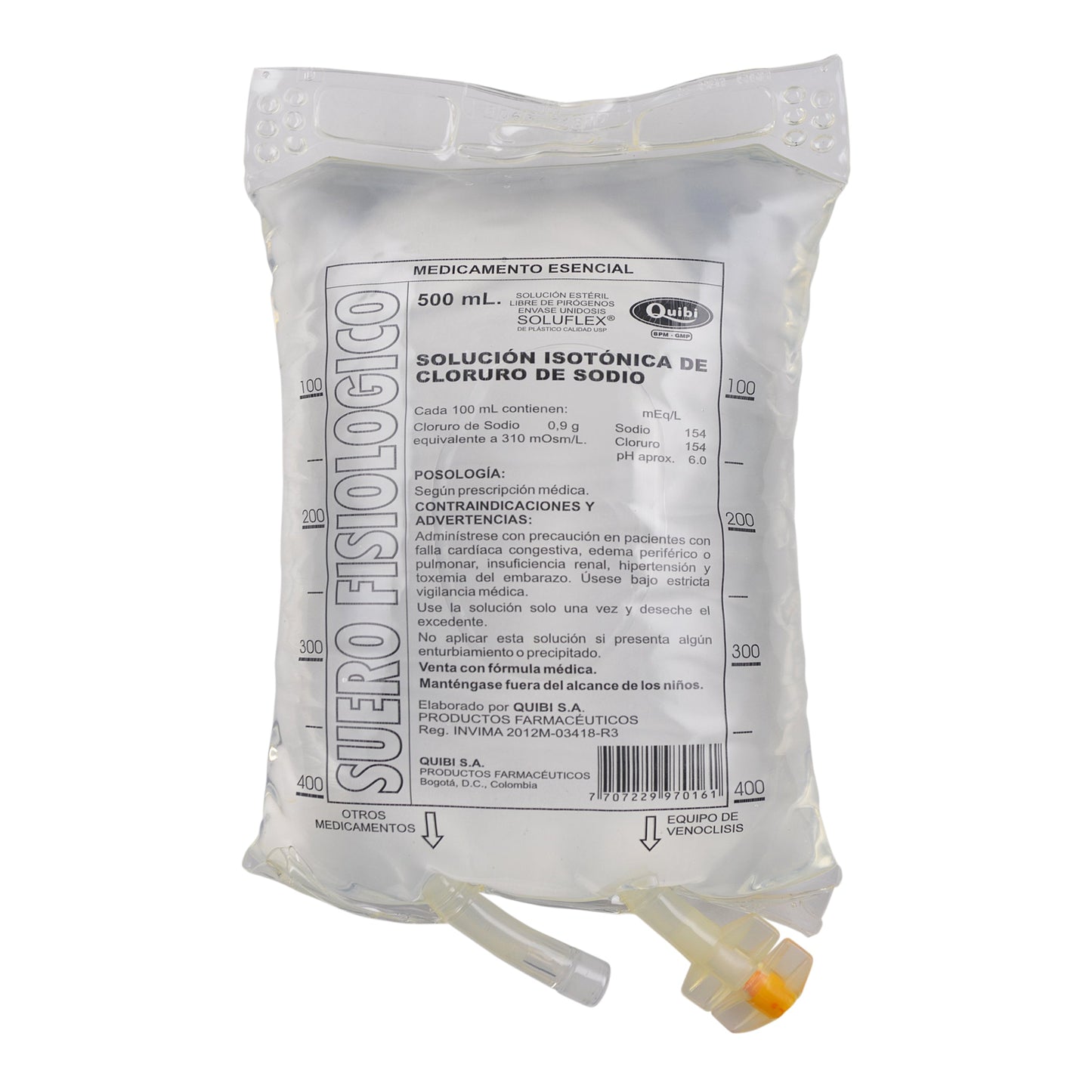 Suero Fisiologico Quibi Bolsa 500 ml