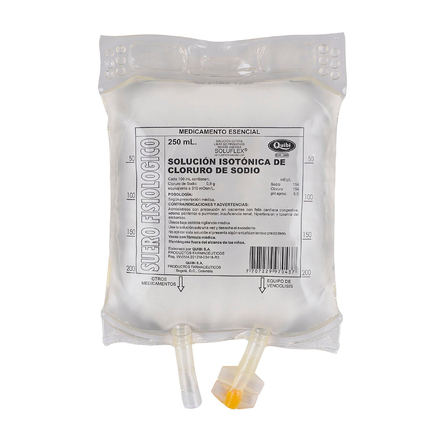 Suero Fisiologico Quibi Bolsa 250 ml