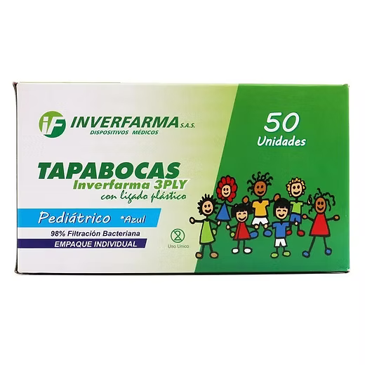 Tapabocas Pediat.inverfarma Azul 50 Uds