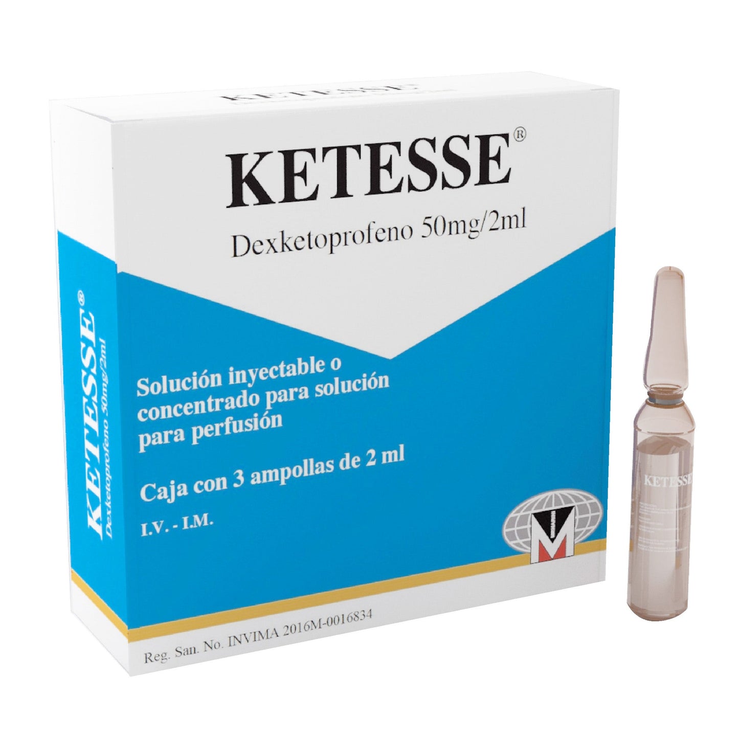 Ketesse 50 mg Inyectable 3 Ampollas(3%+)
