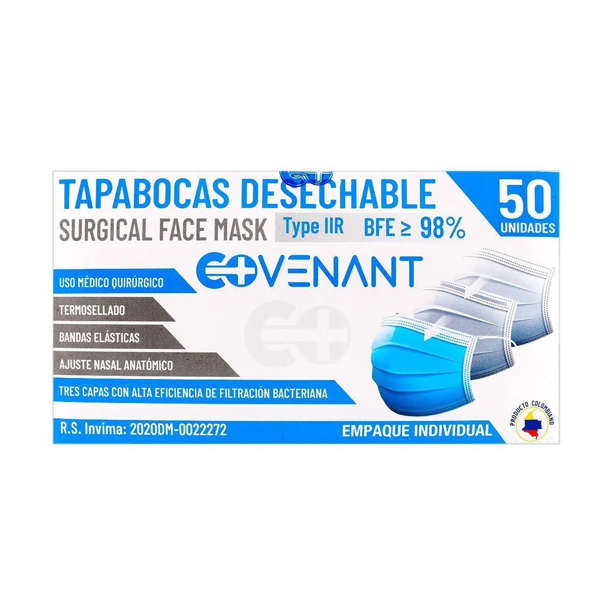 Tapabocas Desechable Covenant X50