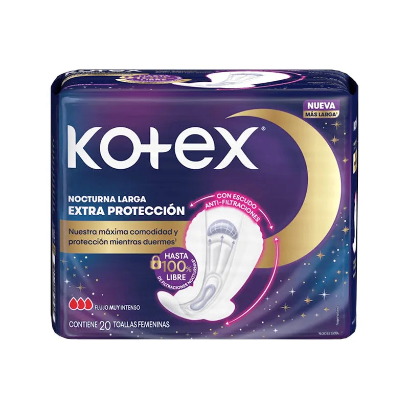 Toalla Higiénica Kotex Nocturna Larga Extra Protección X 20Und